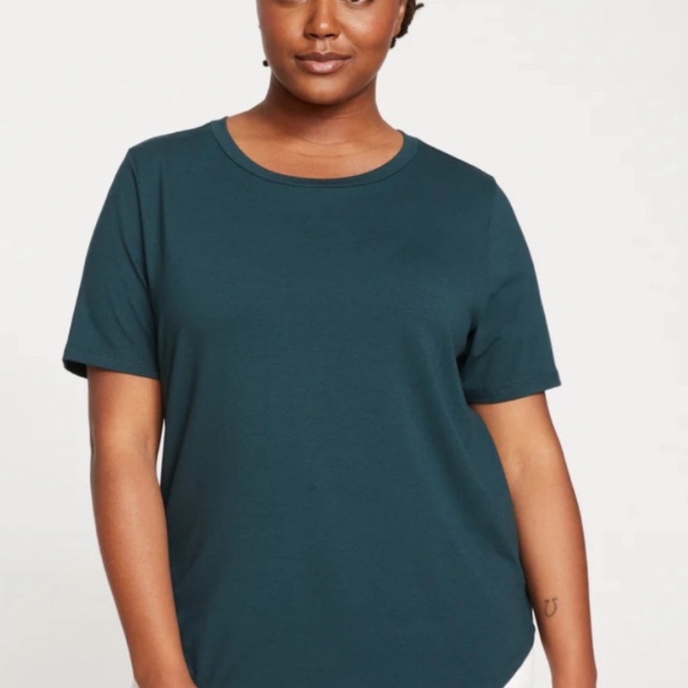 Universal Standard Forrest Green Crew Neck Round Hem Pima‎ Cotton T Shirt S (XL)